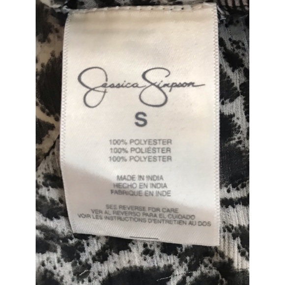 Jessica Simpson Semi Sheer Black and White Print Button Down Top   Small - Picture 6 of 9